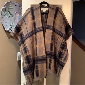 Treasure & Bond tan and navy poncho style sweater SOFT